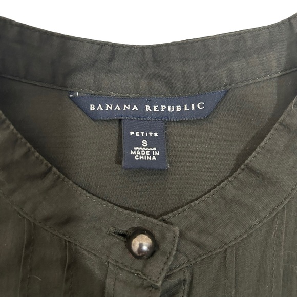 Banana Republic Green Military Style Pearl Like Buttons Blouse,Size Petite Small - Picture 14 of 14